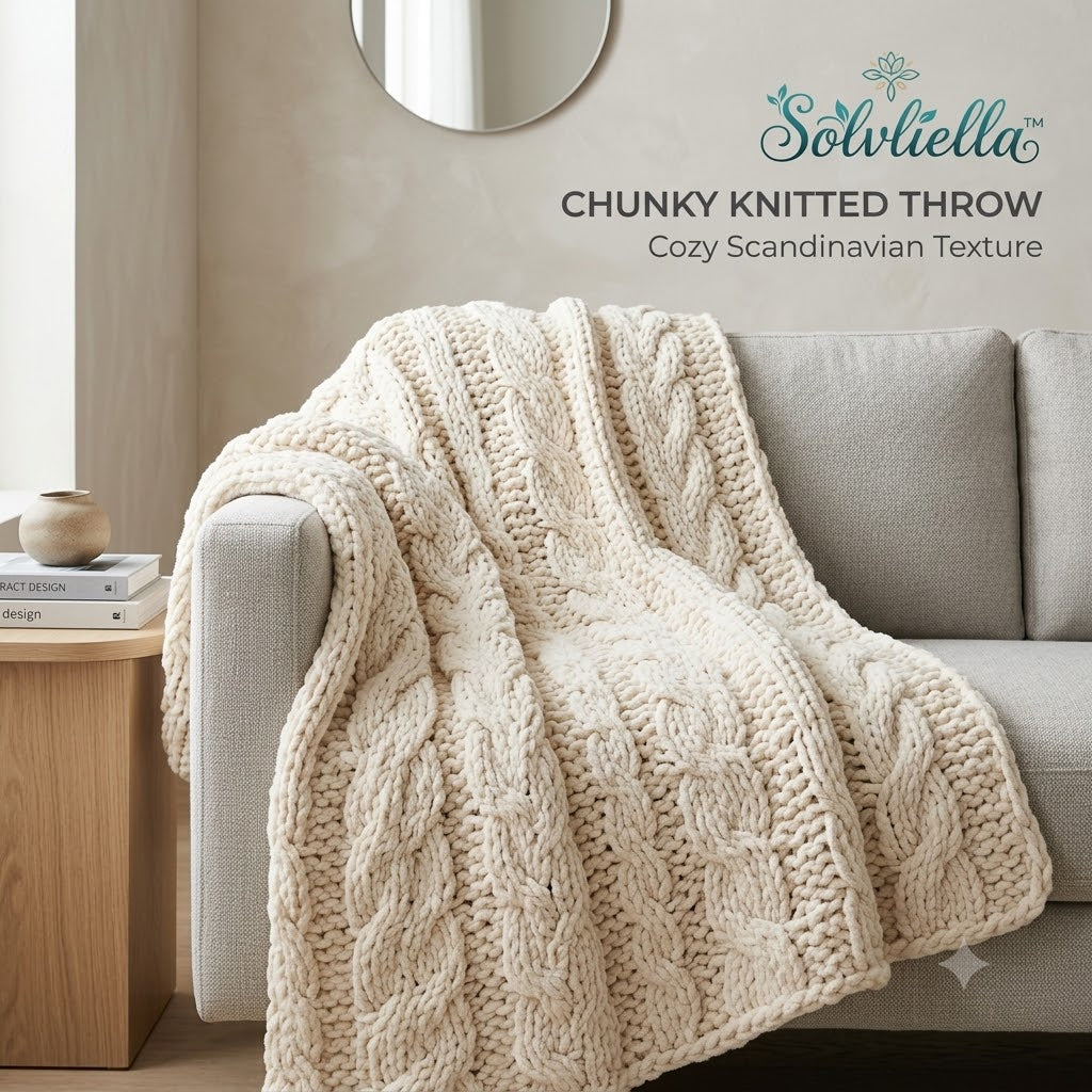 Solvliella™ Chunky Cable Knitted Decorative Throw