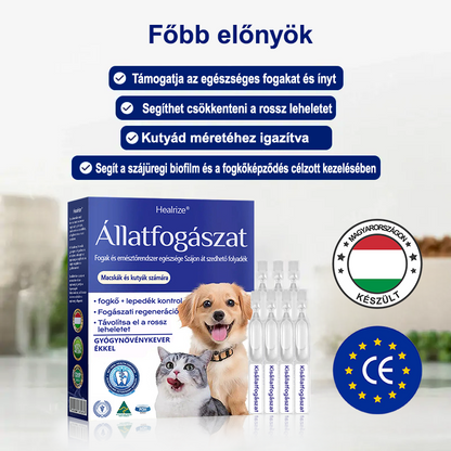 🐶🐱[🇭🇺 Hivatalos Áruház] Healrize® Állati Fogászati és Emésztési Egészséget Támogató Orális Folyadék – Friss lehelet, fogkő eltávolítása és ínyregeneráció támogatása, a fogak stabilizálása (macskáknak és kutyáknak) – Ma 70% kedvezmény!