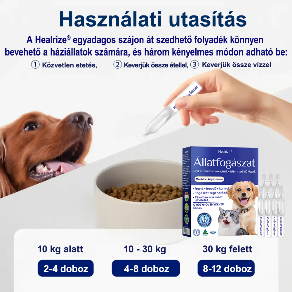 🐶🐱[🇭🇺 Hivatalos Áruház] Healrize® Állati Fogászati és Emésztési Egészséget Támogató Orális Folyadék – Friss lehelet, fogkő eltávolítása és ínyregeneráció támogatása, a fogak stabilizálása (macskáknak és kutyáknak) – Ma 70% kedvezmény!