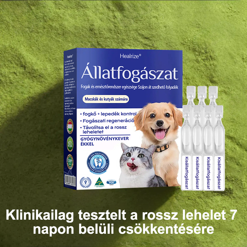 🐶🐱[🇭🇺 Hivatalos Áruház] Healrize® Állati Fogászati és Emésztési Egészséget Támogató Orális Folyadék – Friss lehelet, fogkő eltávolítása és ínyregeneráció támogatása, a fogak stabilizálása (macskáknak és kutyáknak) – Ma 70% kedvezmény!