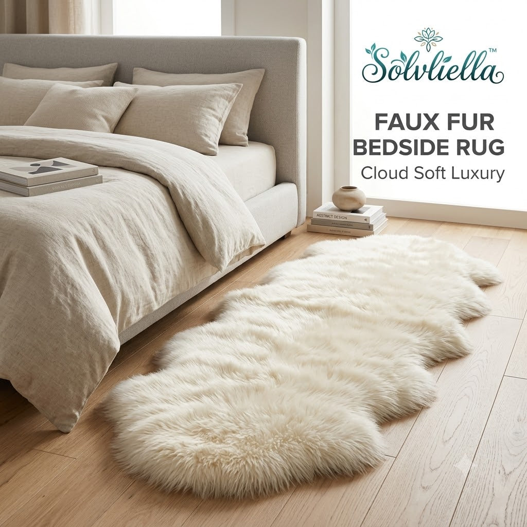 Solvliella™ Plush Faux Fur Accent Bedside Runner Rug